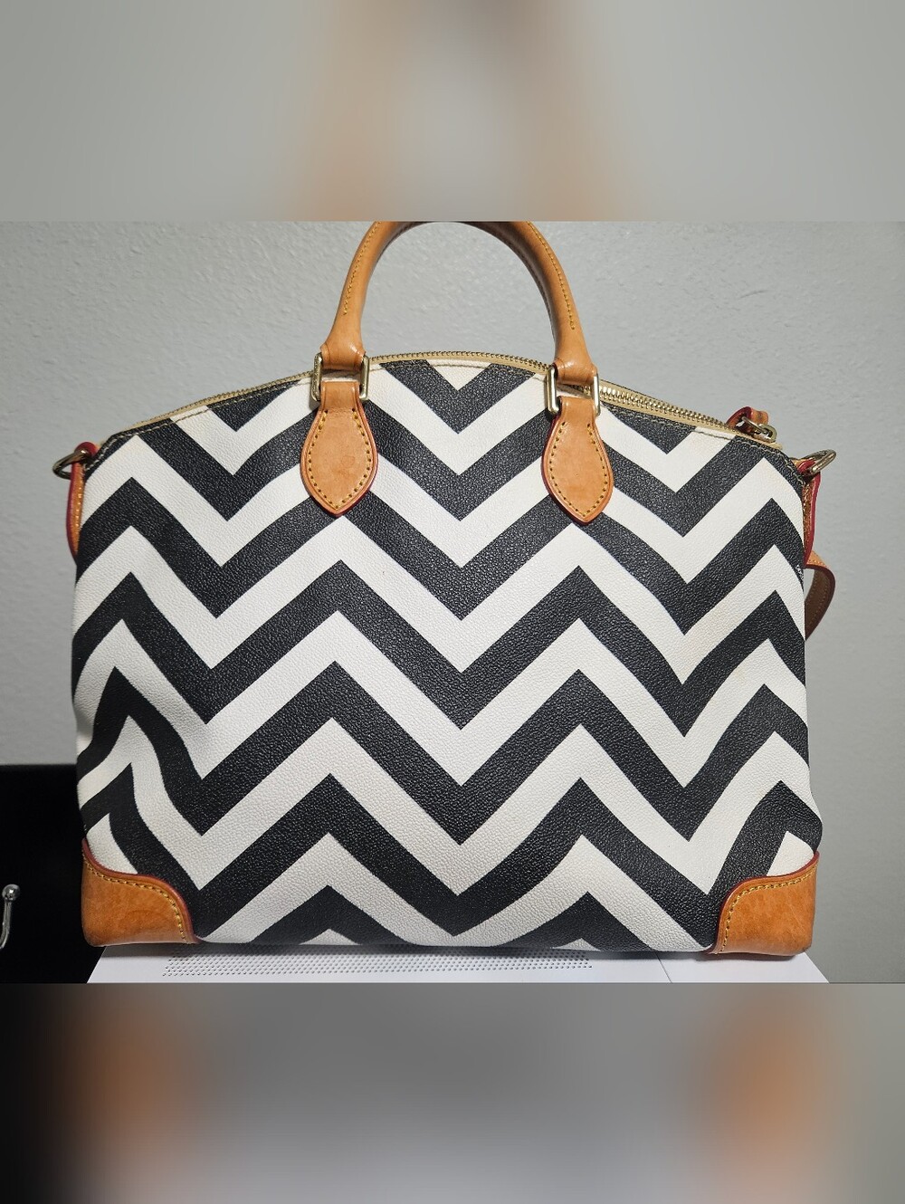 Dooney & Bourke Women's Chevron Geena Satchel Bag - Picture 6 of 14